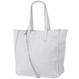 Lili G555 Women's Genuine Leather Handbag, Medium Shopper with Shoulder Strap, Handbag Shoulder Bag with Zip and Inner Compartment, 37 x 13 x 29 cm, White, M