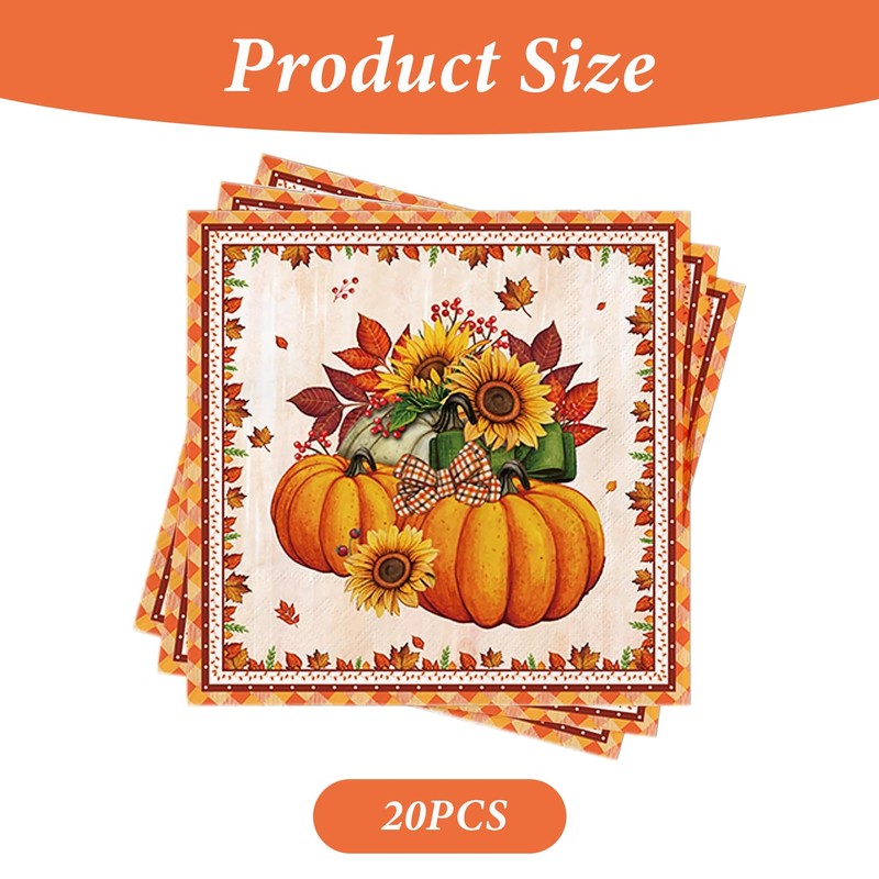20Stück Servietten Herbst Deko,33 x 33cm Tischdeko Herbst Servietten Herbstmotiv