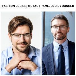 Kafirlo Half Frame Bifocal Reading Glasses for Men Fashion Blue Light Blocking Computer Reader Ultralight Designer Rimless Eyewear 2.5