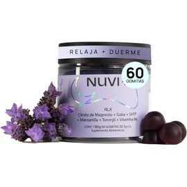 NUVI+ Gomitas de Citrato de Magnesio con GABA, 5-HTP, Manzanilla y Vitamina B6 – Magnesium Citrate para Relajación y Sueño – 60 Gomitas