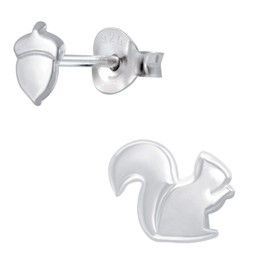 FIVE-D Stud Earrings Squirrel Nut 925 Sterling Silver in Jewellery Case, Sterling Silver