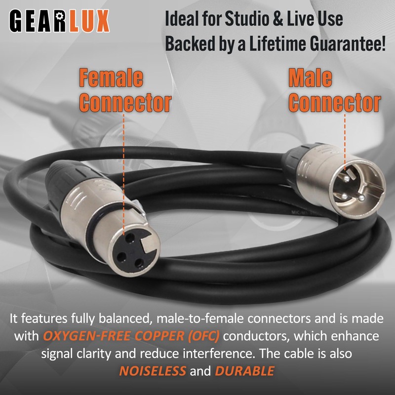 Gearlux XLR Microphone Cable, 10 Foot - 3 Pack