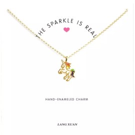 Unbranded 1 pcs wholesale Unicorn Charm Chain Gold Necklace Party Favors teens rainbow