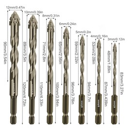 12-Piece Four Flute Sawtooth Eccentric Drill Bit Serrated Eccentric Drill Bit Set Multi-Function Drill Bit Set with High Hard Random Orbital Drills with Oblique Head, 3+4+5+5+6+6+6+6+8+8+10+12mm