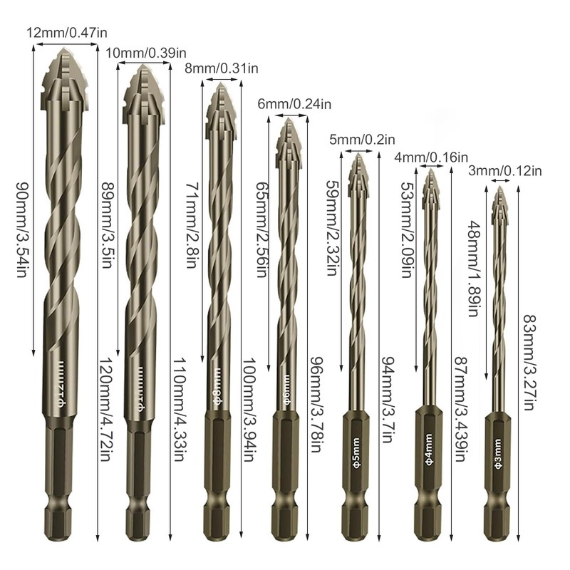 12-Piece Four Flute Sawtooth Eccentric Drill Bit Serrated Eccentric Drill