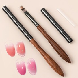 JFIYUOMCI Ombre Nail Brush (Widen), Precise Gradient & Lace Nail Art Painting Brushes Pen, Acrylic Ombre Brush for Nails, Mahogany Manicure Design Tools for DIY & Salon Gel Polish - 1 Pack