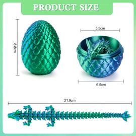 3D Printed Dragon, Realistic Dragon Eggs in Egg Jointed Full Movable Crystal Dragon with Dragon Egg, Fidget Toy for Children Adults Home Office Desk Toy
