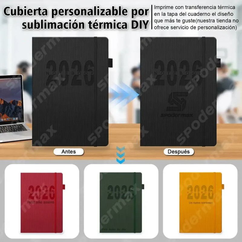 Agenda Diaria 2026 A5 Pasta Dura 320 Hojas Personalizable