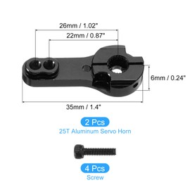 sourcing map Aluminum Alloy 25T Steering Servo Arm Horn Black for DIY RC Car/Boat/Airplane Boat Accessories 2 Pcs