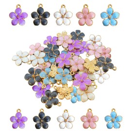 SSYHQAX 30 pcs Gold Plated Enamel Cherry Blossoms Flower Charms Pendan Cute Small Flower Pendants for Jewelry Making Kit Bracelet Necklace Earrings Keychain DIY Crafts Crafting(Cherry)