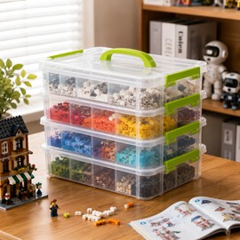 Transparent Plastic Storage Box with Green Drawer Portable Storage Organizer