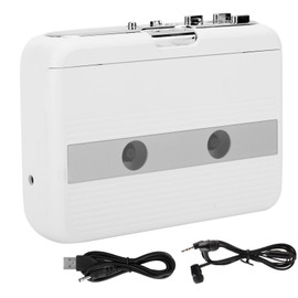 Portable Tape Player Bluetooth Cassette Player FM Radio with AutoReverse Function(White )