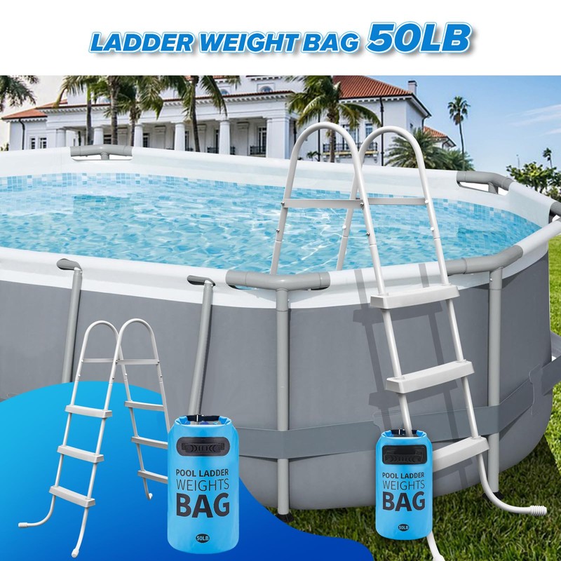 2Pcs Heavy Duty Pool Ladder Weights, 50lbs Sand Fillable Universal