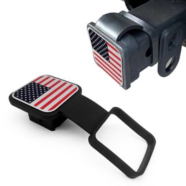 Rubber Trailer Hitch Dust Plug Square Mouth Protection Cover Traction Cover Trailer Hook Dust Plug Fit for RV SUV and Cars (American Flag Red)
