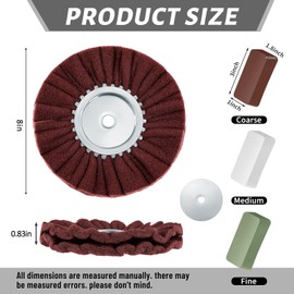 Tallew 7 Pcs 8" Airway Buffing Wheel Kit in Diameter 5/8" in Arbor Hole, Aluminum Metal Polishing Wheel and Polishing Compound for Angle Grinder Mirror Finish (Brown)