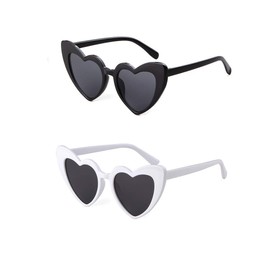 Laurinny Heart Sunglasses for Women, Vintage Cute Cat Eye Black White Heart Shaped Sun Glasses for Bride Wedding
