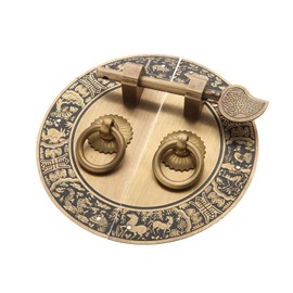 Dophee Classic Chinese Door Hardware, 4.33" Antique Furniture Pulls Hardware Knockers Brass Lock Latch with Screws, Cabinet Drawer Cupboard Home Decor