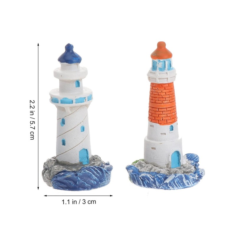 4pcs Mediterranean Style Lighthouse Ornaments Figurines for Gardening Home Decor