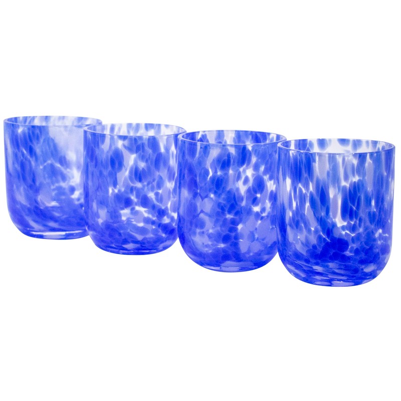 Stephanie Imports Set of 4 Handcrafted Double Old-Fashioned Confetti Drinking