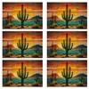 Boho Cactus Placemats Set of 6 Linen Table Mats, 12x18