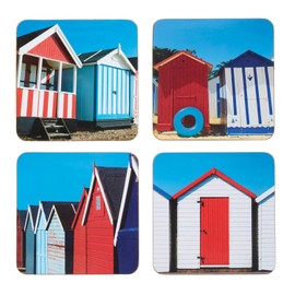 Kitchen Craft Beach Hut Cork Back Laminated Coasters