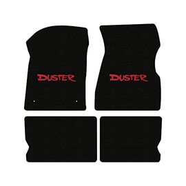 Lloyd Mats Heavy Duty Carpeted Floor Mats for Plymouth Duster 1970-1976 LogoMat Black - 4PC - Red