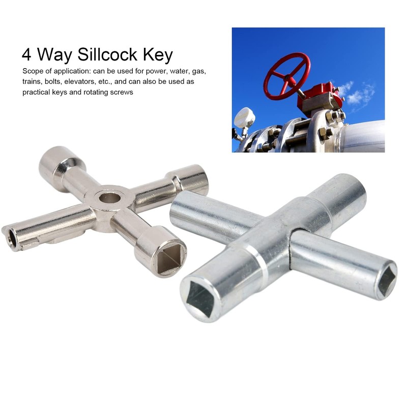 CYTGOUPER 2Pcs 4 Way Sillcock Key, Stainless Steel Portable Sillcock
