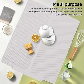 Estera Grande de Silicona para Secar Platos de 19.09x15.94 Pulgadas, Almohadilla de Drenaje Antideslizante Resistente Al Calor para Encimera de Cocina con Rendimiento de Secado