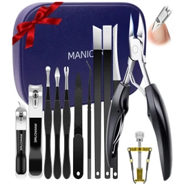 Toenail Clippers for Thick Nails - Ingrown Toenail Removal Kit - 12Pcs Podiatrist Grade Toe Nail Clippers for Seniors Men Women - Professional Home Pedicure Tools for Feet
