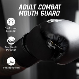 Hayabusa Combat Sports Mouth Guard Youth, Kids and Adult Sizes Comes with Case - Black/Gold, Adult