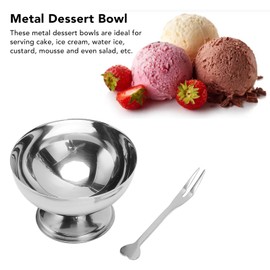Pssopp 4 Piece Ice Cream Bowl, Stainless Steel Dessert Bowl, Food Grade Metal Dessert Bowls for Dessert Rice Yogurt