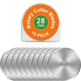 Kingsource SKS-7 - Juego de 10 cuchillas giratorias con revestimiento de titanio de 28 mm, repuesto para Olfa, Fiskar, Martelli, Truecut Cutter Patchwork Tool, perfecto para cortar tela, costura, cuero y papel