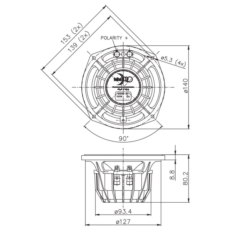 Faital Pro M5N8-80 8ohm Neodymium 5" Extreme 99 SPL Midrange