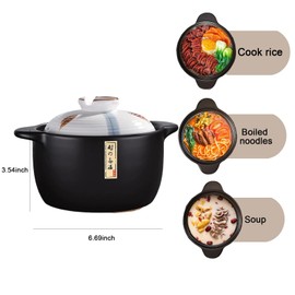 1.7 Quart Ceramic Pot with Lid, Heat-Resistant for Cooking Soup Pot Cookware Stovetop Easy to Clean/Clay Pot/Earthen Pot/Ceramic Cookware, Japanese Cooking Pot with Lid (SMALLl WHITE)