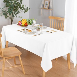 Hiasan White Rectangular Waterproof Tablecloth, 60" x 102", Perfect for Dining, Kitchen, Wedding, Parties