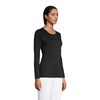 Lands' End Womens Long Sleeve Shaped 1x1 Rib Crew Black