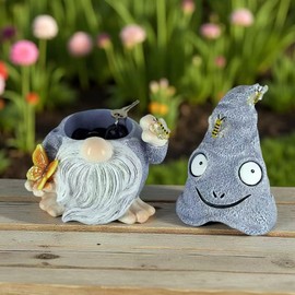 Niwhydi Hide A Key Outside Gnome Figurine Key Hiders Outdoor Garden Gnomes Statues Decorations For Yard Hidden Spare Key Holder Lock Box Grey