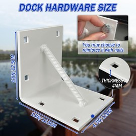 Dock Inside Corner Bracket 4.7 X 4.7 X 4.7 Inches, Stationary Dock Floating Hardware Kit Heavy Duty L Shape Wood Dock Inside Corner Plate with 0.4" Hole for Dock Maintenance Accessories