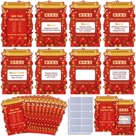 Clabby 40 Count Chinese New Year Scratch off Fortune Cards 2025 with 40 Scratch off Stickers Lunar New Year Gifts Chinese New Year Craft for Year of the Snake Spring Festival Party Decorations Favors