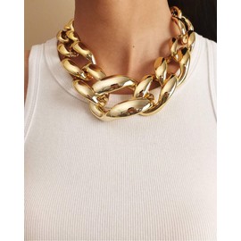 LANWLOSI Chunky Gold Necklace for Women Cuban Link Chain Necklace Chunky Gold Choker Thick Gold Chain Necklace Link Chain Choker Hip Hop Chunky Cuban Necklace Statement Necklace Jewelry Gifts