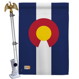 Ornament Collection HS191506-P3-02 Colorado Americana States Impressions Decorative Vertical 28" x 40" House Flag Set Aluminum Pole & Bracket Hardware