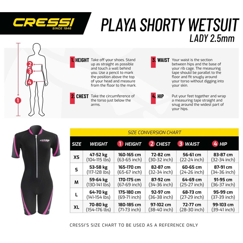 Cressi Women's Shortie Wetsuit, Black/Aguamarina, XS UK