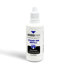 Stampmate Premium Refill Ink for Self-Inking Stamps and Stamp Pads - 2 oz. Bottle (Blue)