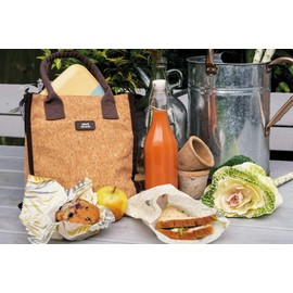 Natural Elements Cork Lunch Bag with Food Safe Lining, Sustainable Cork Fibres, Brown, 24 x 8.5 cm