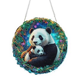 Skyboda Panda Diamond Art Hanging Kit for Adult, Special Shaped Rhinestone, Double Sided DIY Acrylic Diamond Art Painting Window Pendants Home Garden Wall Hanging Kits Hanging Ornament