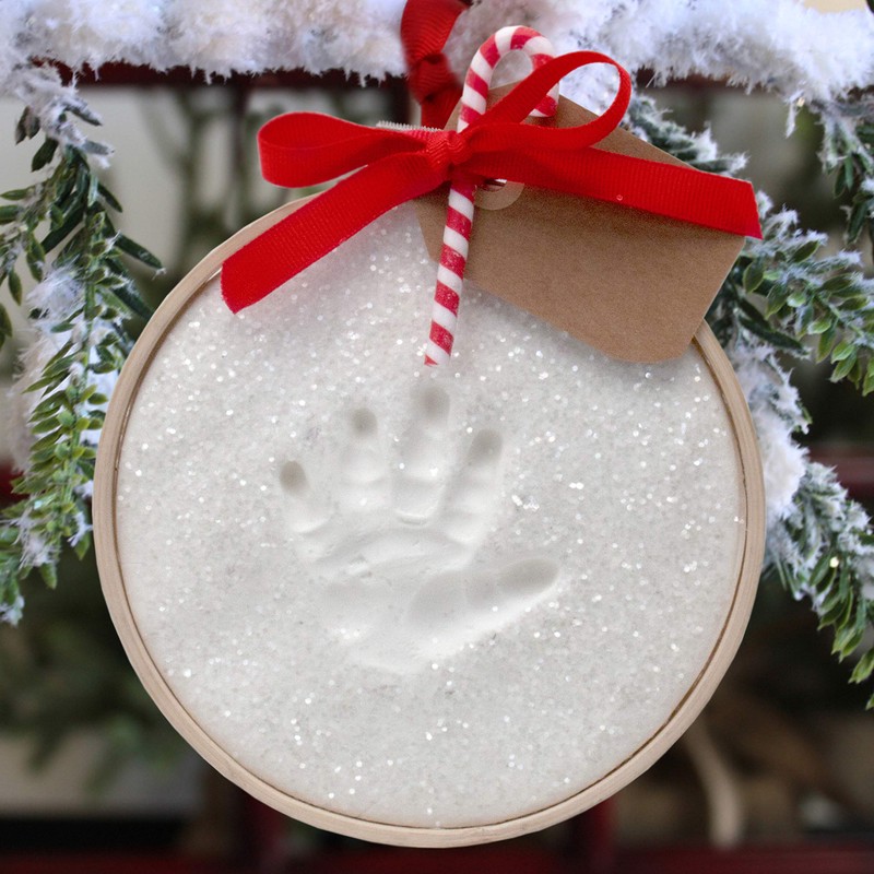 Child to Cherish Claydough, Glitter Baby Handprint First Christmas Ornament