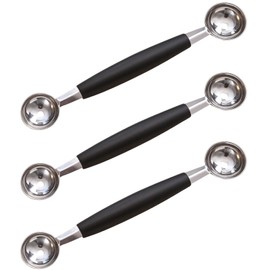 3 Pack Melon Baller Scoop, Stainless Steel Ice Cream Scoop with Dual Sizes, Multi-Purpose Fruit Scoop for Making Balls, Ideal for Ice Cream, Cookie Dough, and Party Food Decorations, 18 X 2.5 Cm & 3 C