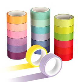 Luziyun 20 Rolls of Colourful Washi Tape Set, 5 m x 15 mm DIY Decorative Tape, Fabric Tape, Colourful, Rainbow Masking Tape, Washi Tape Children for Tape Scrapbook, Bullet Journaling