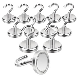 OCEUMAOA 12 Pack Heavy Duty Magnets Hook for Hanging Magnetic Hooks 120lb Strong Magnet with Hook for Cruise Cabin Kitchen Fridge Classroom Office Camping 32mm（1.26in） Silver