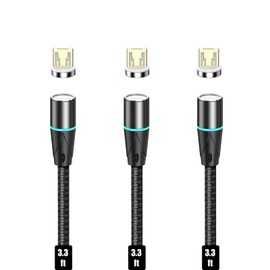 N. NETDOT Gen12 Micro-USB [3.3ft,3 Pack Black] Magnetic Fast Charging Data Transfer Cable Compatible with Android Device